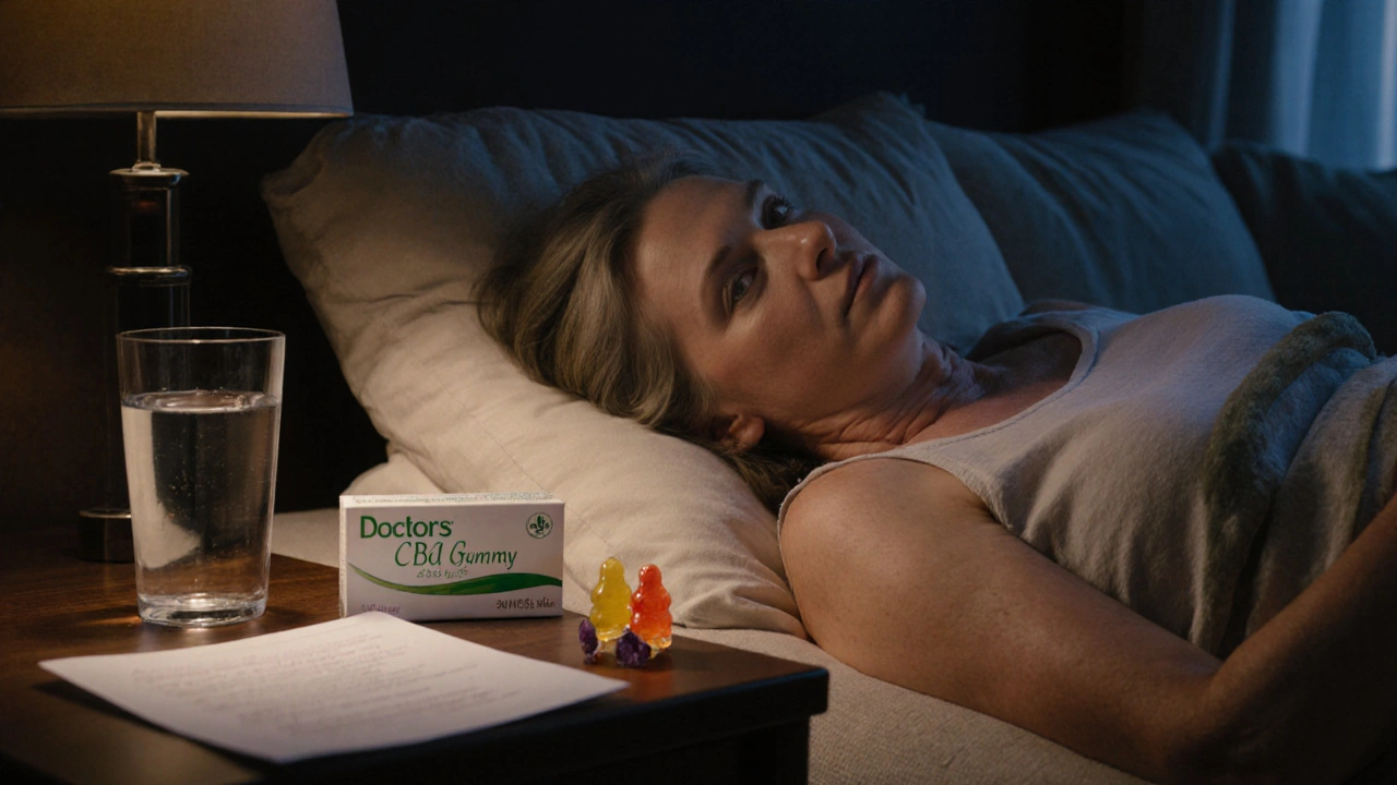 Eine Frau liegt auf dem Sofa, nachdem sie versehentlich eine hohe Dosis CBD eingenommen hat.