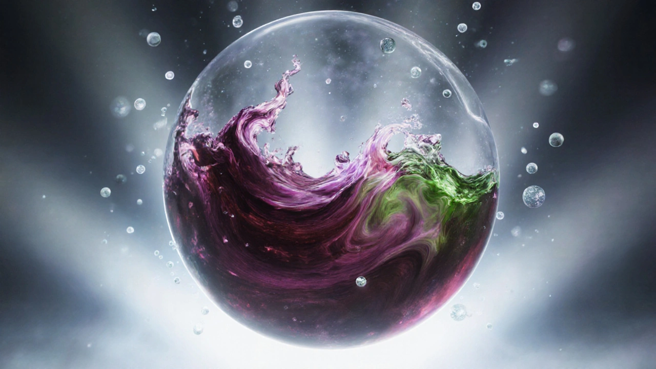 Abstrakte Darstellung von Cannabinoiden, die sich im Wein verteilen, in sanften Farben und Licht.