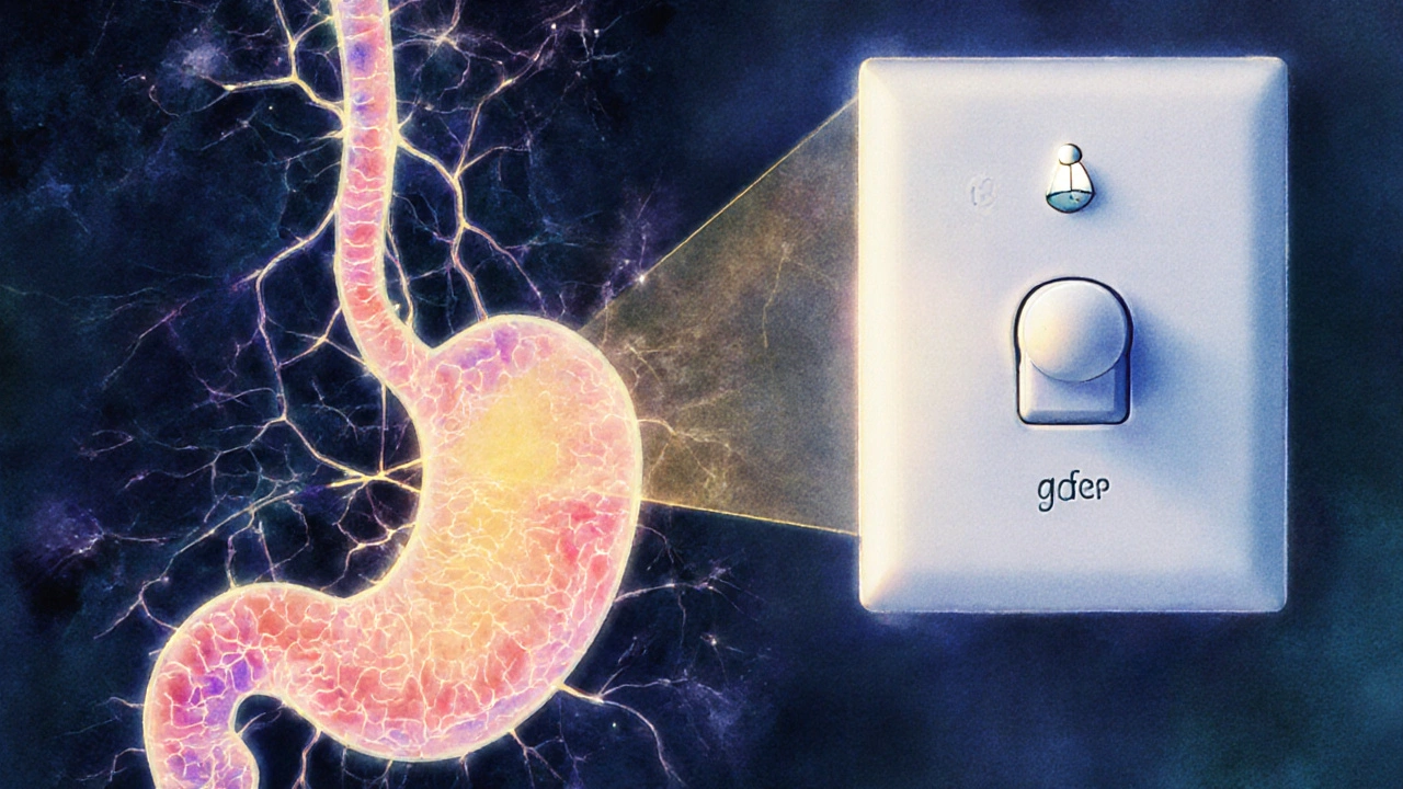 Künstlerische Darstellung des Endocannabinoid-Systems als Dimmer, der Hunger signaliert.