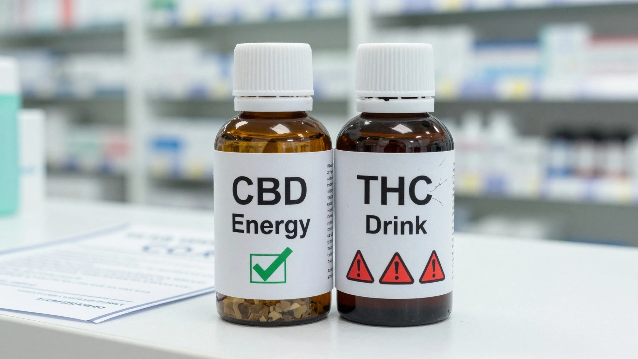 Vergleich von legalen CBD- und illegalen THC-Getränken mit Laborzertifikat