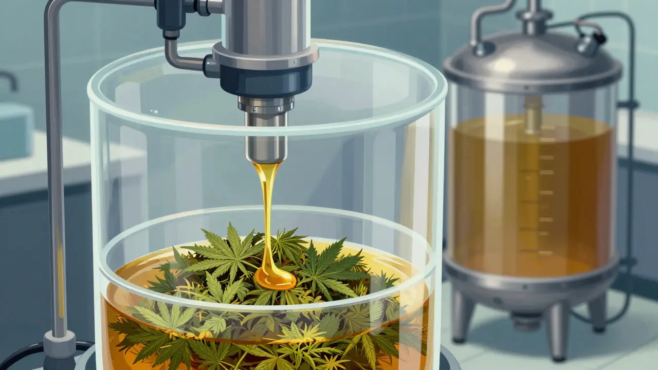 Supercritisches CO2-Extraktionsverfahren mit Hanf und fließendem CBD-Extrakt