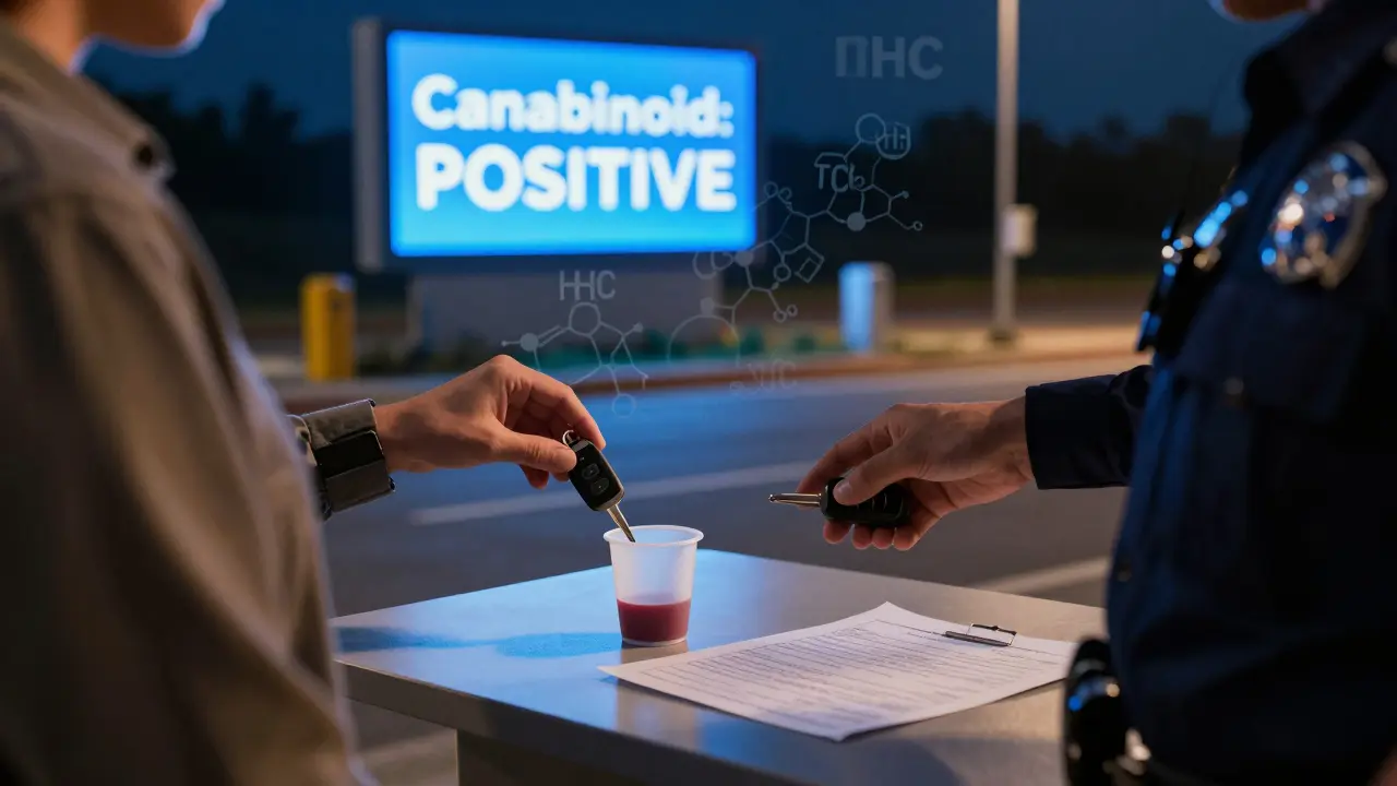 Polizeikontrolle mit positivem Urin-Test-Ergebnis und Blutuntersuchung.