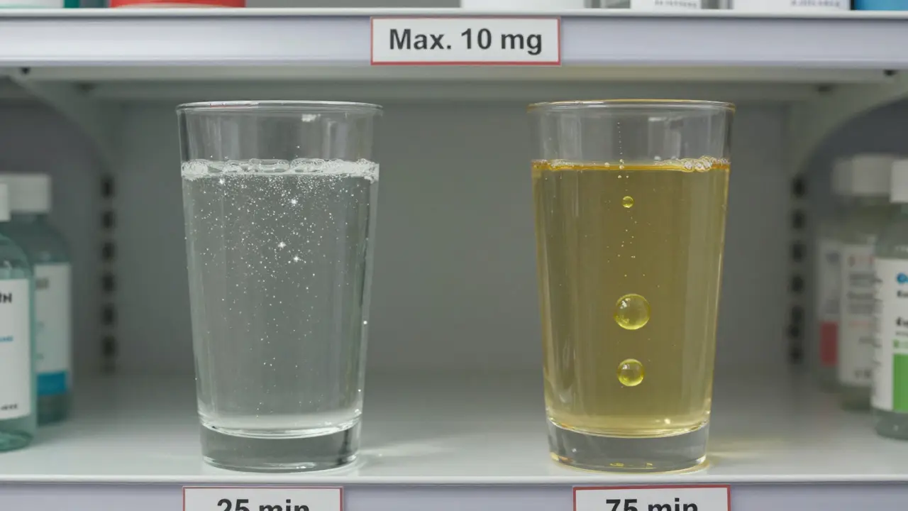 Zwei Cannabis-Drinks nebeneinander: einer mit schneller, einer mit langsamer Wirkung.