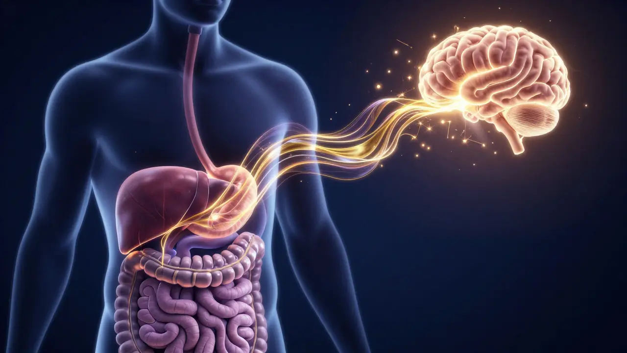 Künstlerische Darstellung des THC-Stoffwechsels von der Leber zum Gehirn.