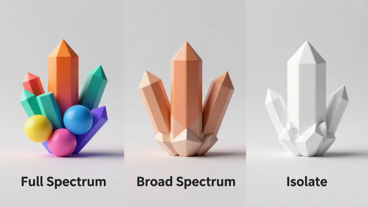 Vergleich von Vollspektrum, Broad Spectrum und Isolat CBD
