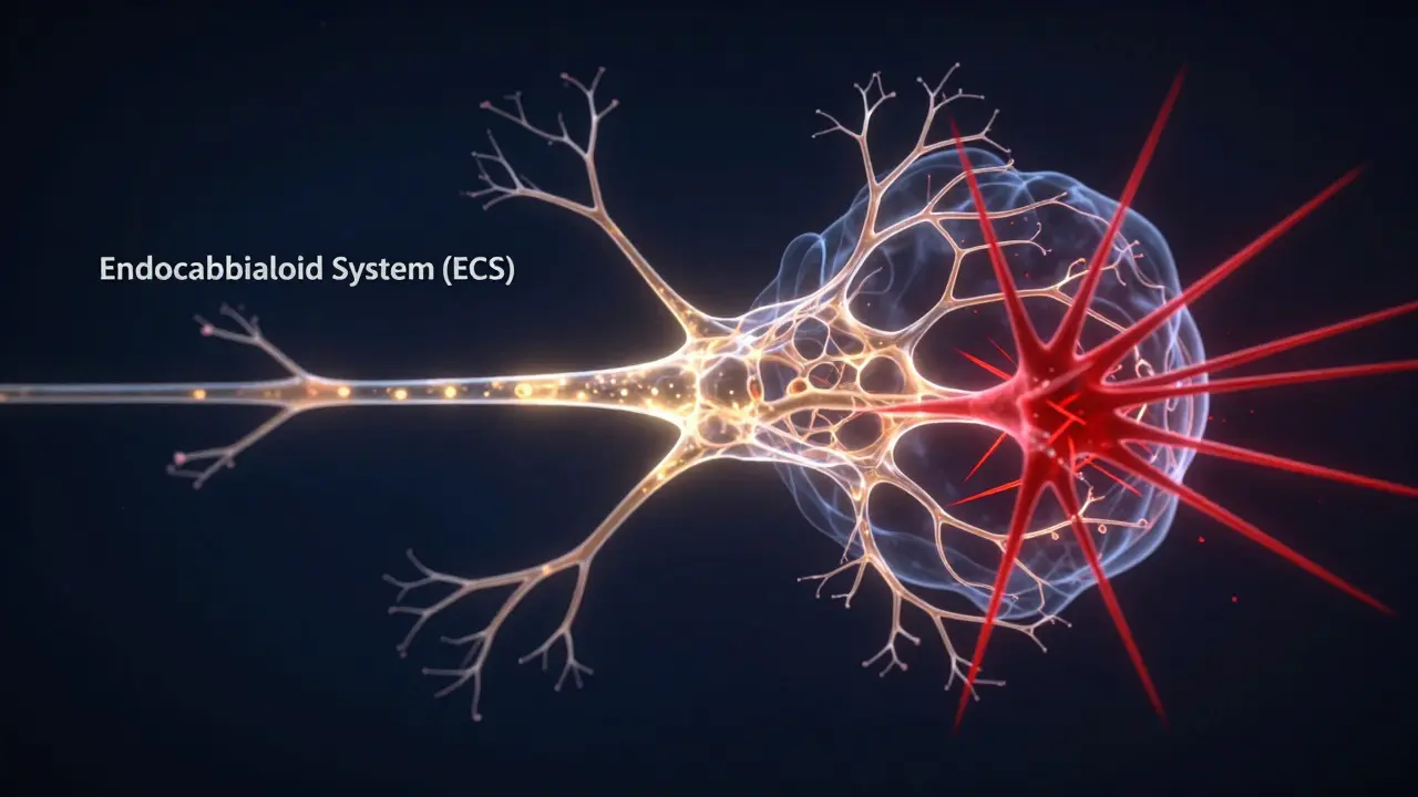 Abstrakte Darstellung des Endocannabinoid-Systems im Körper