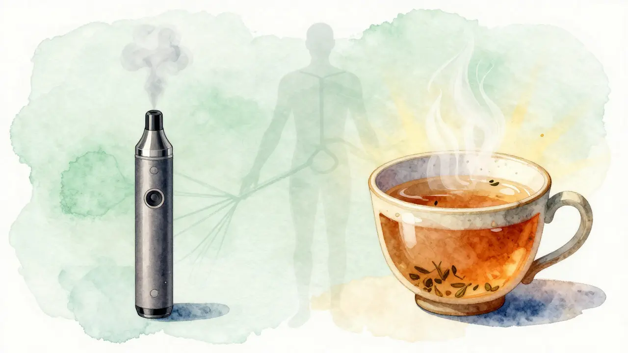 Vergleich von Vaping und Tee als CBD-Einnahmeformen