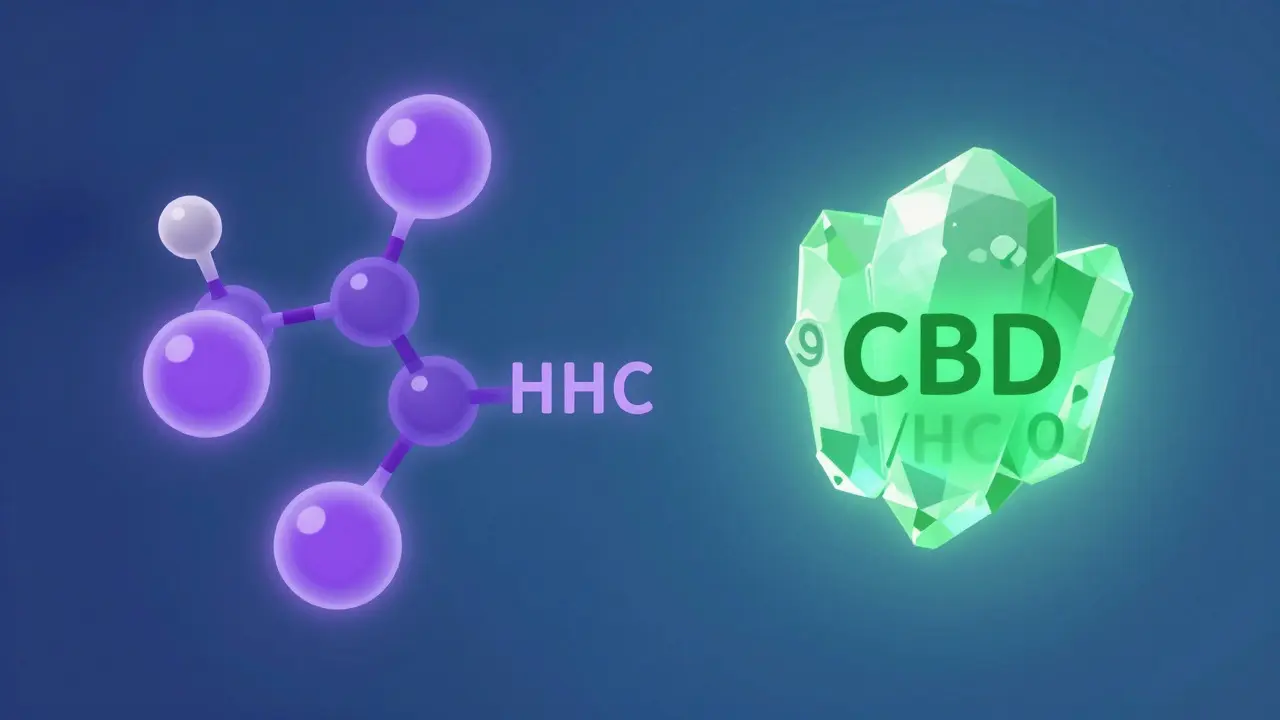 Abstract illustration comparing complex and simple molecular structures