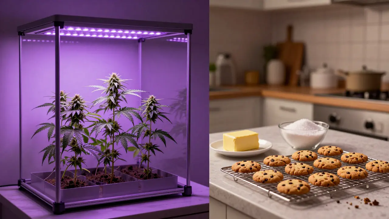 Indoor-Anbauzelt und selbst gebackene Cannabiskekse