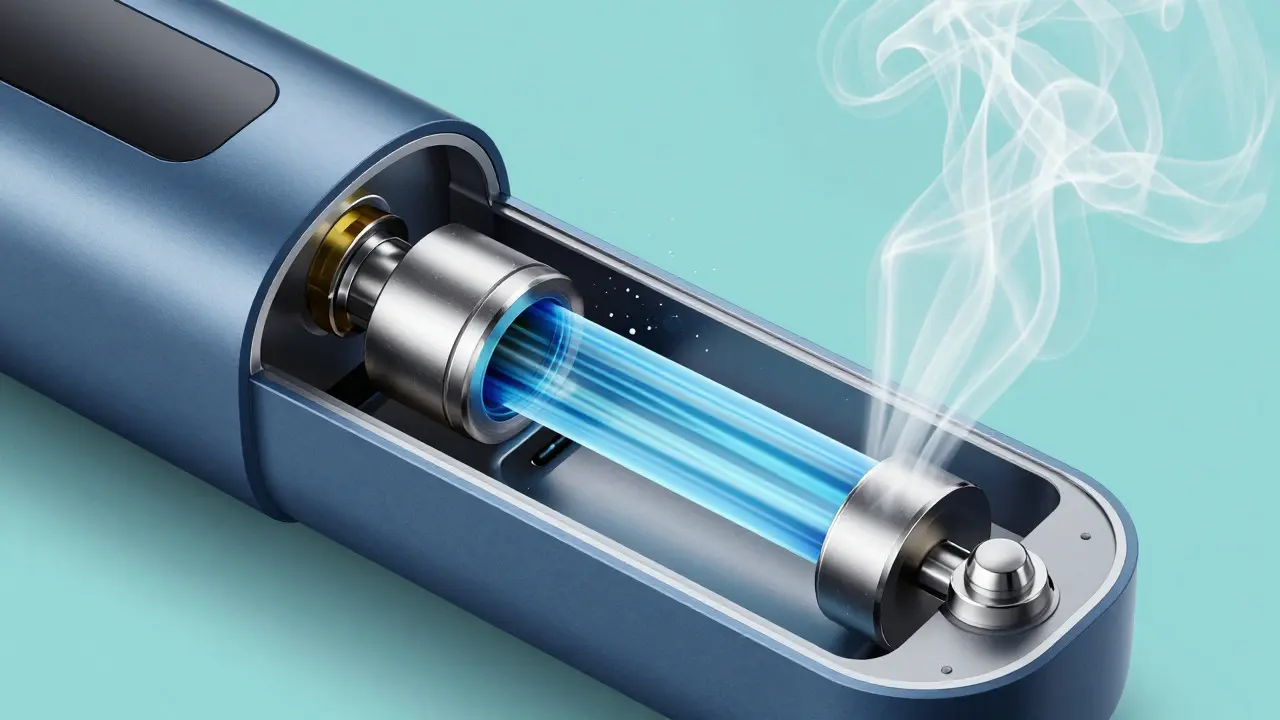 Schnittmodell eines Vaporizers mit Kühl- und Filtersystem