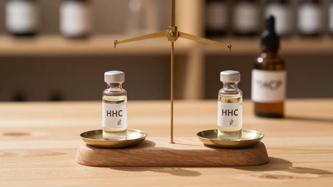 Waage zeigt unterschiedliche Potenz von Cannabinoiden im Vergleich