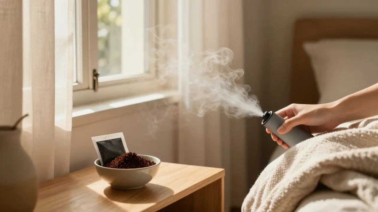 Zimmer mit offenem Fenster, Kaffeepulver und Diskretionstipps